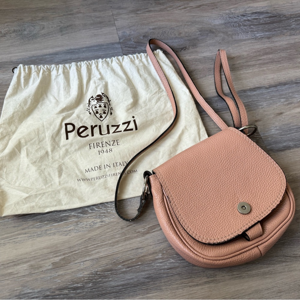 Peruzzi Crossbody Leather Bag, Pink, Italy